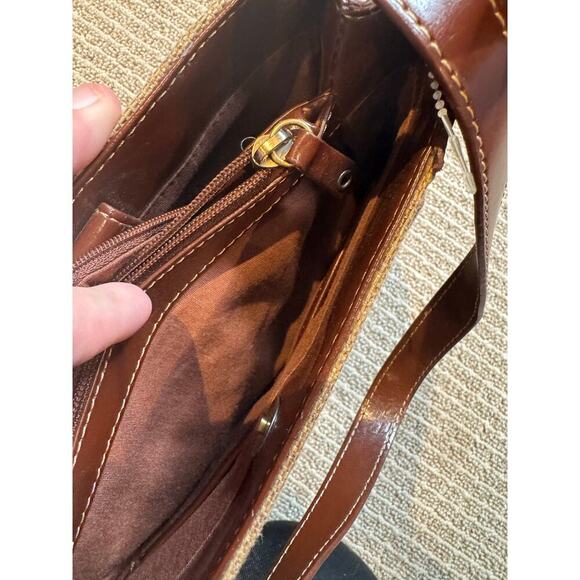 Etienne Aigner Elegant Tan and Brown Handbag with Leather Trim - Picture 6 of 6